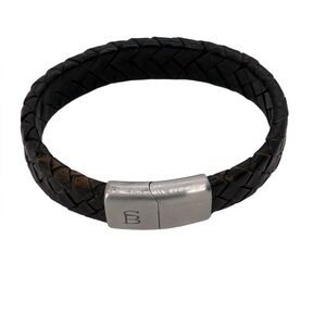 Hand woven leather sit and silver men’s/women’s bracelet made in Amsterdam, NWT